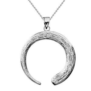 Fine Silver Japanese Buddhist Zen Pendant Necklace